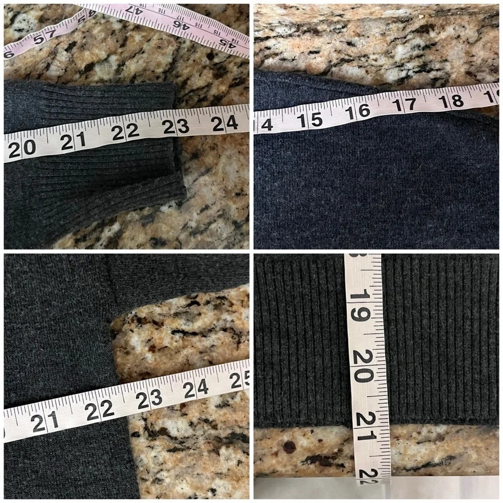 T Tahari Charcoal Gray Knit Sweater Womens Small Minimal Goth Grunge Moto Biker - Picture 6 of 10